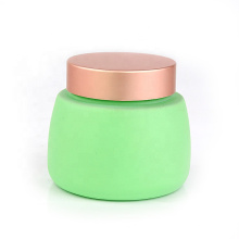 New unique empty 120ml 4oz matte green hair mask jars facial mask glass jars with rose gold screw lid